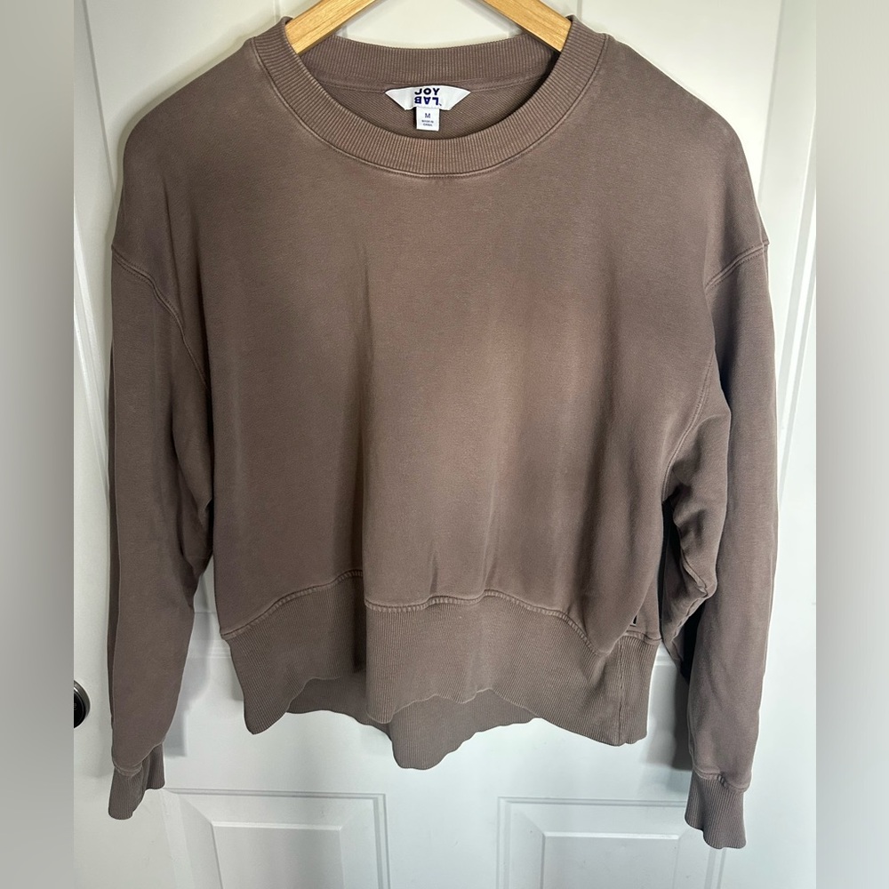 JoyLab Women's Scoopneck Cropped Crew Sweatshirt — Mushroom Brown